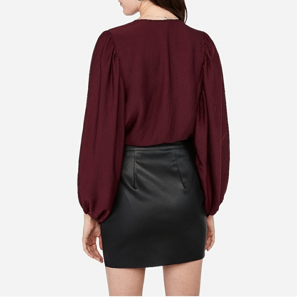 Express High Waisted Zip Front Vegan Leather Skirt - Picture 2 of 6